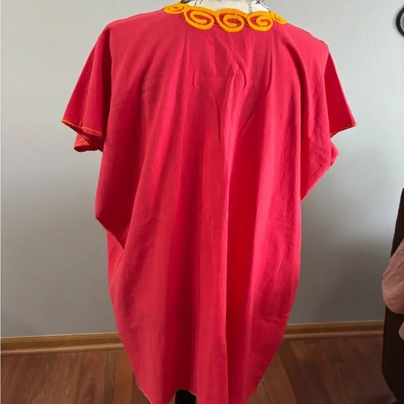 🌸Embroidered Floral Red Dress/Tunic 26” Ptp - Picture 4 of 4